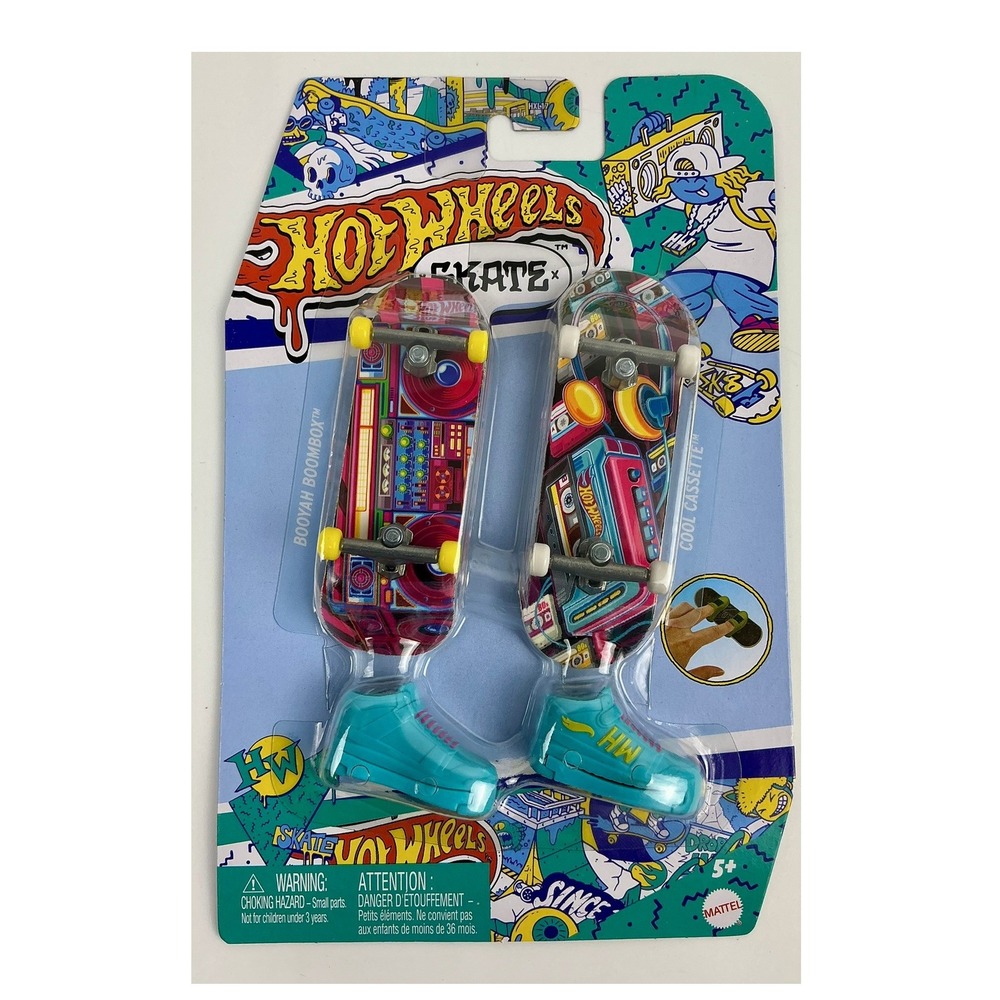 Hot Wheels Skate Fingerboard 2 Pack Booyah Boombox Cool Cassette‎ Shoes NIP